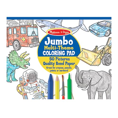 Melissa & Doug Jumbo 50-Page Kids' Coloring Pad - Space, Sharks, Sports, and More