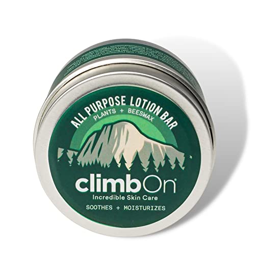 climbOn All Purpose Body Lotion Bar | All Natural Moisturizer for Dry Skin | Made From Plants and Organic Beeswax | Hand Cream for Rock Climbing | Original Scent (1 Oz Tin) - Click to Buy