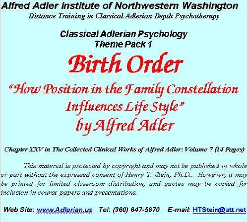Birth Order: An Adlerian View (Theme Pack 1 on Selected Topics) - Click to Buy