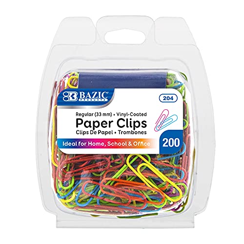 BAZIC No.1 Regular Color Paper Clips, 33 mm, Assorted, 200 Per Pack - Click to Buy