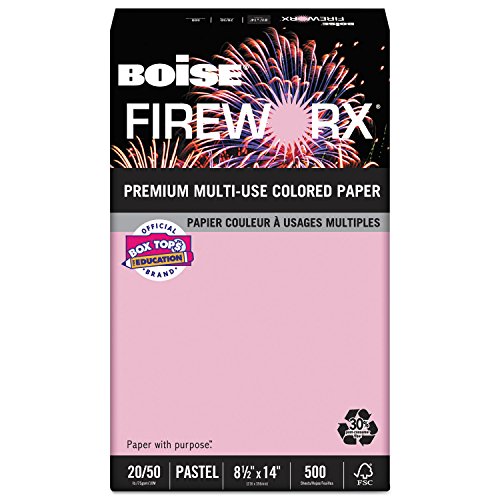 BOISE CASCADE FIREWORX Colored Paper, 20 lb., 8-1/2 x 14 Inches, Powder Pink, 500 Sheets/Ream (CASMP2204PK) - Click to Buy