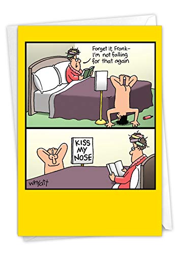 NobleWorks Funny Birthday Greeting Card with 5 x 7 Inch Envelope (1 Card) Bday Kiss My Nose 8347Z - Click to Buy