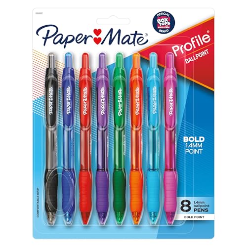 Paper Mate 1960662 Profile Retractable Ballpoint Pens, Assorted Colors, 8-Count - Click to Buy