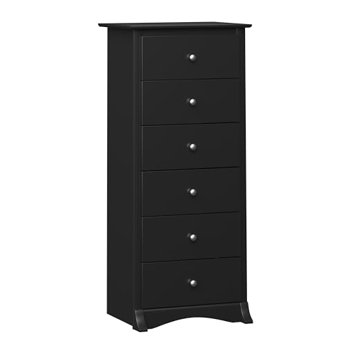 Prepac Sonoma 6 Drawer Dresser for Bedroom, Tall Chest of Drawers, Bedroom Furniture, Clothes Storage and Organizer, 19" D x 23.25" W x 52.75" H, Black - Click to Buy