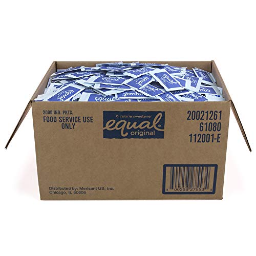 EQUAL 0 Calorie Sweetener, Aspartame Sugar Substitute, Zero Calorie Sugar Sweetener Packets, Sugar Alternative, 2,000 Count - Click to Buy