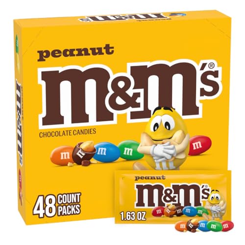 M&M'S Peanut Chocolate Candy Singles Size 1.74-Ounce Pouch 48-Count Box