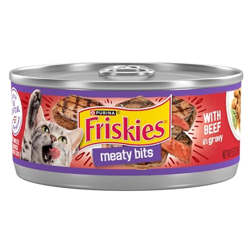 Purina Friskies Meaty Bits with Beef in Gravy Wet Cat Food - (24) 5.5 oz. Cans - Click to Buy
