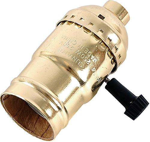 Power Gear 3-Way Lamp Socket, Medium Base, Turn for Low-Medium-High Light Settings, For Floor and Table Lamps, DIY Project, UL Listed, Brushed Gold, 54372