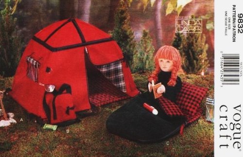 Vogue 9832 - 18-Inch Doll Camping Set - Patterns for Tent, Sleeping Bag, Pillow, and Knapsack (Vogue Crafts, Also sold as Vogue 637) - Click to Buy