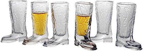 Circleware Kickback Cowboy Boot Shot Glasses, Set of 6, 1.5 oz., Clear - Click to Buy