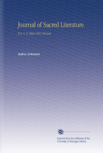 Journal of Sacred Literature.: N.S. V. 2 1862-1863 Oct-Jan - Click to Buy