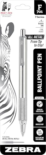 Zebra-Pen-F-701-Retractable-Ballpoint-Pen,-Stainless-Steel-Barrel,-Fine-Point,-0.8mm,-Black-Ink,-1-Pack - Click to Buy