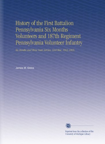 History of the First Battalion Pennsylvania Six Months Volunteers and 187th Regiment Pennsylvania Volunteer Infantry: Six Months and Three Years Service, Civil War, 1863-1865; - Click to Buy