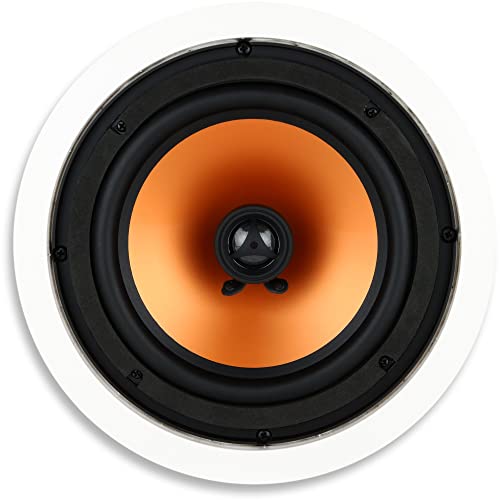 Micca M-8C 2-Way in-Ceiling Round Speaker, 9.4" Cutout Diameter, Whole House Audio, Home Theater, Indoor or Covered Outdoor, 8" Woofer, 1" Tweeter, White, Paintable, Each - Click to Buy