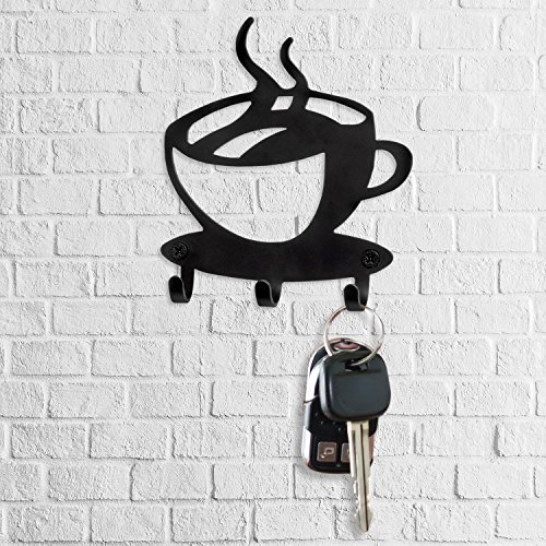 Spectrum Coffee House Cup Java Silhouette Wall Mounted Key Hook Art Metal Mug Home Décor - Click to Buy