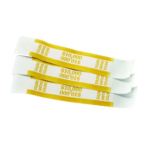 MMF Industries Currency Straps for Hundreds, 10000 Dollar Capacity, 1.25 Inch Width, 1000 Straps per Box, Mustard (216070J12) - Click to Buy