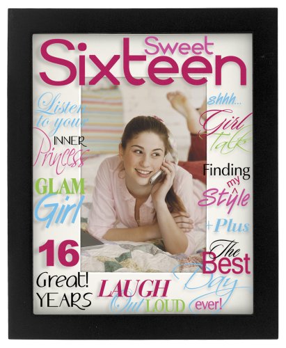 Malden International Designs Sentiments Sweet 16 Reflections Shadowbox Picture Frame, 4x6, Black - Click to Buy