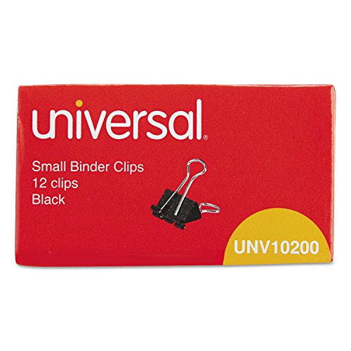 Universal® Small Binder Clips, Steel Wire, 3/8" Capacity, 3/4" Wide, BLK/Silver, Dz - Click to Buy
