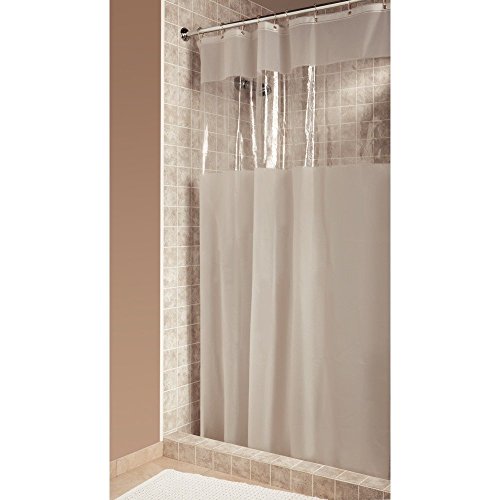 iDesign Hitchcock EVA Plastic Shower Liner Mold and Mildew Resistant for use Alone or With Fabric Curtain for Master, Guest, Kid's Bathroom, 108 x 72 Inches, Frost and Clear - Click to Buy