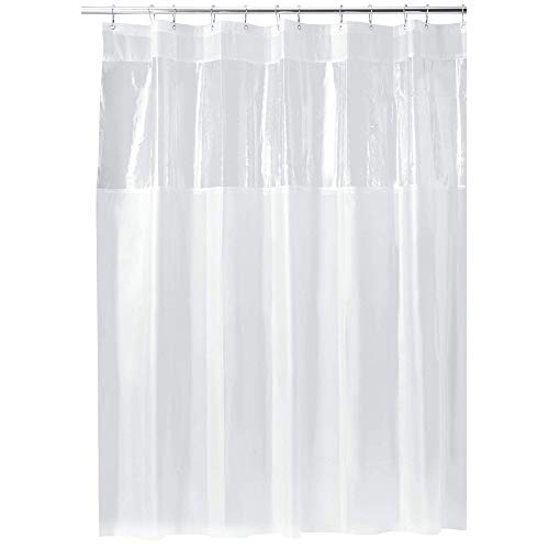 iDesign Hitchcock EVA Plastic Shower Liner Mold and Mildew Resistant for use Alone or With Fabric Curtain for Master, Guest, Kid's Bathroom, 72 x 84 Inches, Frost and Clear