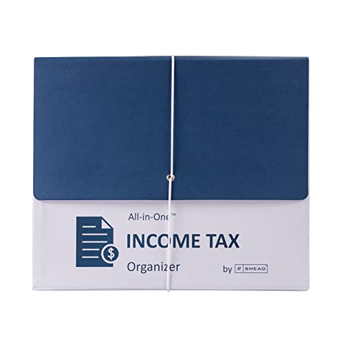 Smead All-in-One Income Tax Organizer, 12 Pockets, Flap with Elastic Closure, Letter Size, Navy/White (70660) - Click to Buy