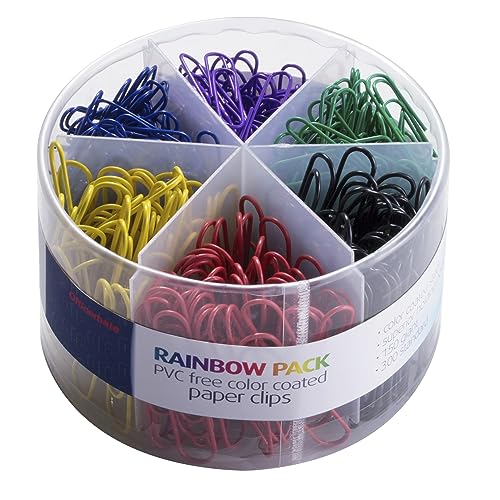 Officemate PVC Free Color Coated Clips, Assorted Colors, 450 per Tub (300 #2, 150 Giant) (97227)