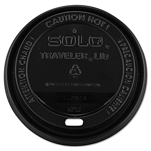 SOLO TLB316-0004 Polystyrene Traveler Plastic Lid For Hot Cups, 3.7" Dia. x 0.7" H, Black (10/100) - Click to Buy