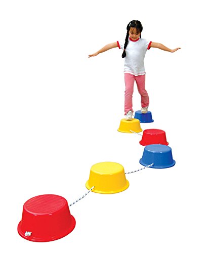 School Smart Stepping Buckets Balance Builders - 5 x 12 inch - Set of 6 - 2 Each of 3 Primary Colors - 018901,Assorted Colors - Click to Buy