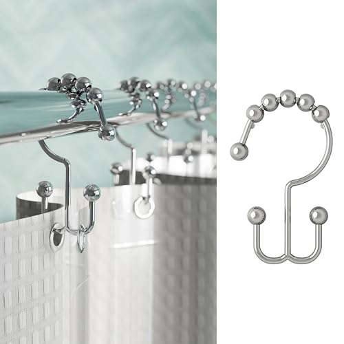 Zenna Home Shower Curtain Hooks, Chrome, Set of 12 – Premium Shower Curtain and Liner Rings with Double Roller Glide and Double-Sided Design – Rust Resistant - Click to Buy