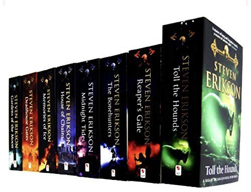 Steven Erikson 8 Books Collection Set (Vol. 1-8) (The Malazan Book of the Fallen) (Toll the Hounds, Reaper's Gale, The Bonehunters, Midnight Tides, House of Chains, Memories of Ice, Deadhouse Gate, Garden of the Moon) - Click to Buy