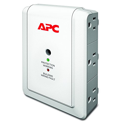 APC Wall Outlet Multi Plug Extender, P6WT, (6) AC Multi Plug Outlet, 1080 Joule Surge Protector with Telephone Protection Ports - Click to Buy