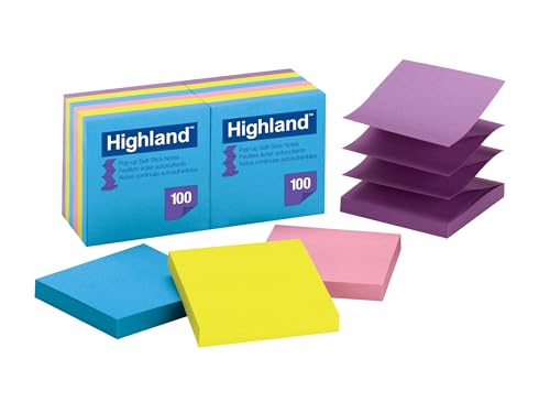 Highland pop-up des notes, 7,6 x 7,6 cm, couleurs vives assorties, Lot de 12 - Click to Buy
