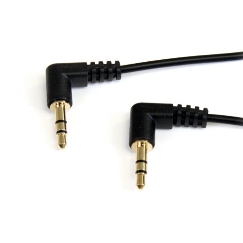 StarTech.com 1 ft. (0.3 m) Right Angle 3.5 mm Audio Cable - 3.5mm Slim Audio Cable - Right Angle - Male/Male - Aux Cable (MU1MMS2RA)