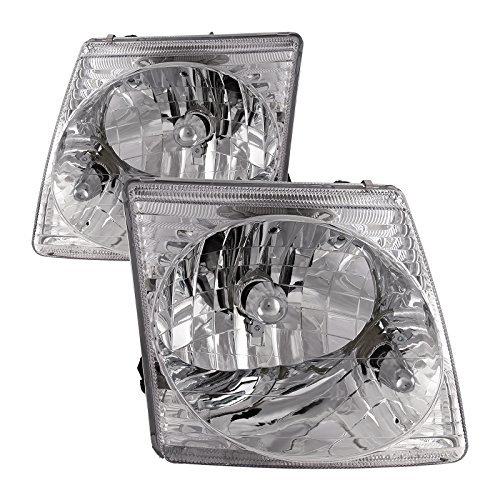 HEADLIGHTSDEPOT Chrome Housing Headlights Compatible with Ford Explorer Explorer Sport Trac Includes Left Driver and Right Passenger Side Headlamps - Click to Buy