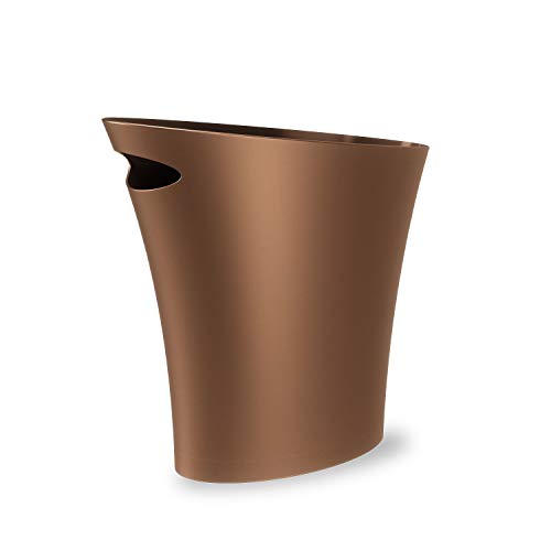 Umbra Skinny Trash Can, Sleek & Stylish Small Garbage Can Waste Basket with 2 Gallon Capacity, Bronze - Click to Buy