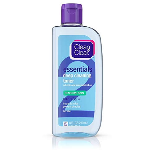 Clean & Clear Essentials Deep Cleaning Face Toner with Salicylic Acid Acne Medicine, Oil-Free Facial Toner for Sensitive & Acne-Prone Skin Care, 8 fl. oz - Click to Buy