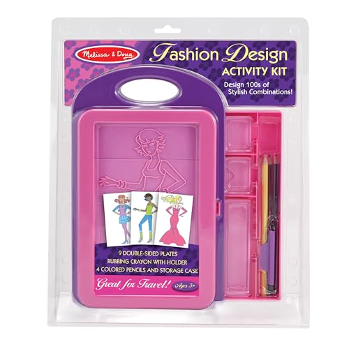 Melissa & Doug Fashion Design Art Activity Kit - 9 Double-Sided Rubbing Plates, 4 Pencils, Crayon - Travel Toys for Kids Ages 5+ - Click to Buy