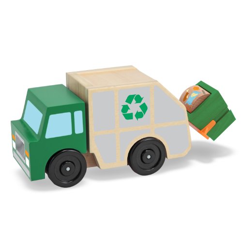 Melissa & Doug Garbage Truck Wooden Vehicle Toy (3 Pcs) - Click to Buy