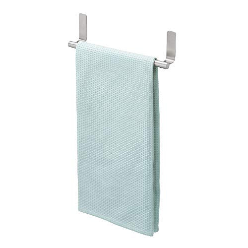 iDesign Forma Self-Adhesive Towel Bar Holder for Bathroom, Kitchen Walls, Cabinets, Above Counters, 9.25" x 1.5" x 2.5", Brushed Stainless Steel