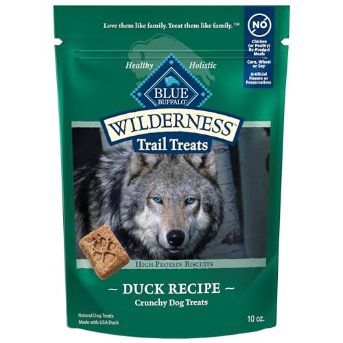 Blue Buffalo Wilderness Trail Treats High Protein Grain Free Dog Biscuits Crunchy Dog Treats, Duck Recipe, 10-oz Bag - Click to Buy