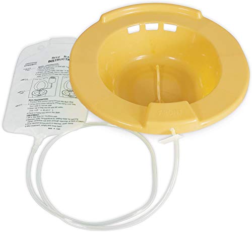 MedPro Durable Home Sitz Bath with Tubing and Water Bag, Made of Heavy-Duty Plastic, Contoured Edges, Fits Most Standard Toilet Bowls, Hemorrhoids, Postpartum Pain, Urinary Tract Infections Yellow