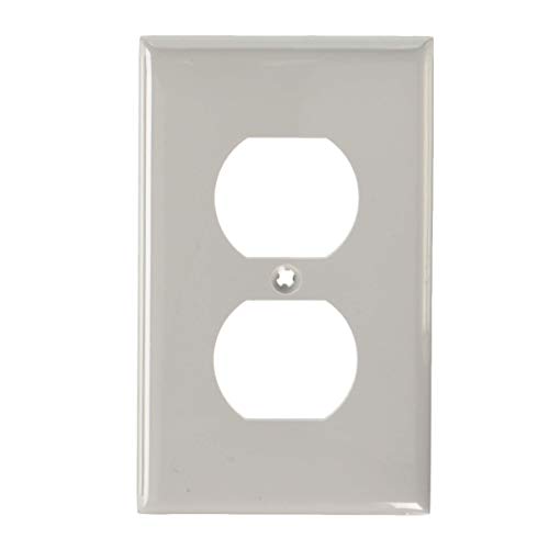 Leviton 80703-GY 1-Gang Duplex Device Receptacle Wallplate, Standard Size, Thermoplastic Nylon, Device Mount, Gray, 20-Pack - Click to Buy