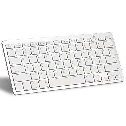 XINKSD Bluetooth Ultra-Slim Keyboard for iPad Air 2 / Air, iPad Pro, iPad mini 4 / 3 / 2 / 1, iPad 4 / 3 / 2 , New iPad 9.7"(2018/ 2017), Galaxy Tabs and Other Mobile Devices (White) - Click to Buy