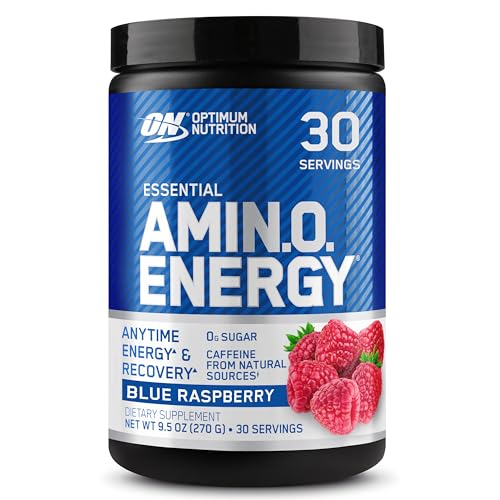 Optimum Nutrition Amino Energy - Pre Workout with Green Tea, BCAA, Amino Acids, Keto Friendly, Green Coffee Extract, Energy Powder - Blue Raspberry, 30 Servings (Packaging May Vary) - Click to Buy