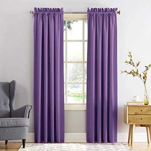 Sun Zero Barrow Energy Saving Rod Pocket Curtain Panel, 54" x 84", Purple - Click to Buy