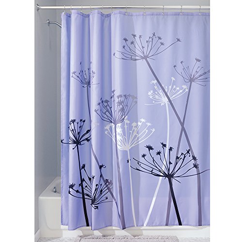 iDesign Thistle Fabric Shower Curtain for Master, Guest, Kids', College Dorm Bathroom, 72" x 72" - Purple and Gray - Click to Buy
