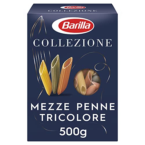 Barilla Mezze Penne Tricolore Pasta, Italian Pasta for Pasta Dishes, Vegan & Vegetarian Friendly 500g - Click to Buy