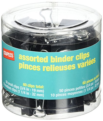 STPL Staples Binder Clips, Assorted Sizes, Black, 60-Pack - Click to Buy