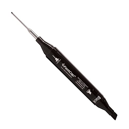 FastCap Long Nose Permanent Marker with Wide Chisel Point for Tool Foam Tracing - Perfect for Contractors and Technicians - Black, Bold 3mm Tip, Thin 1 mm Tip - 80553