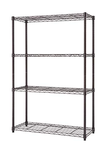 TRINITY 4-Tier Adjustable Wire Shelving with Wheels and Backstands for Kitchen Organization, Garage Shelf Rack, NSF Certified, 1400 Pound Capacity, 36" W X 14" D X 54" H, Dark Bronze - Click to Buy